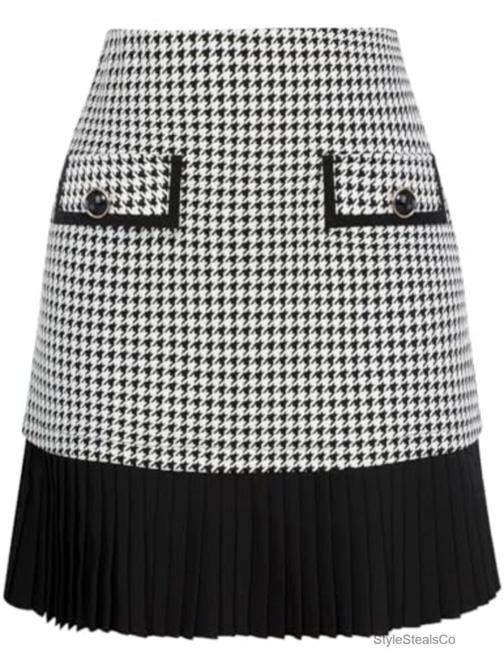 Plaid Mini Skirt High Waist Pleated A-Line Elastic Waist Work Skirt